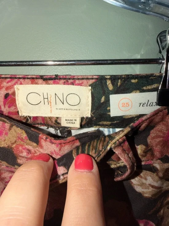 Anthropologie Chino Relaxed Floral Tuxedo Stripe Pants - Size 25 - Picture 3 of 5